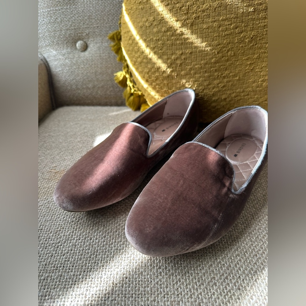 Birdies The Starling Velvet Taupe Loafers
